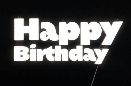Neon LEDruk Happy Birthday 80x34 cm drukowany 3D podświetlany napis WZÓR 2