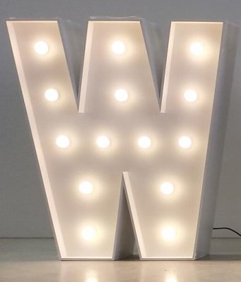 W (styl retro) litera z żarówkami LED znak inicjały dekoracja