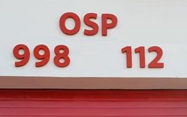 Napis 3D OSP lub 998 lub 112, 50 cm z plexi podświetlany LED