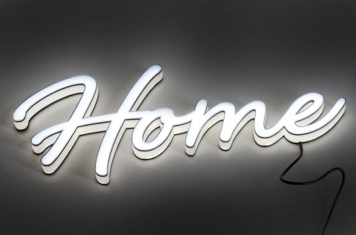 home - neon LEDruk, napis drukowany w 3D podświetlany LED