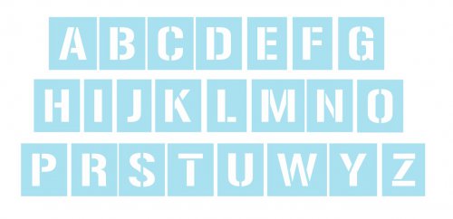 LITERY A-Z znaki alfabet | szablony malarskie PET 1mm wielokrotnego użytku | 10 cm
