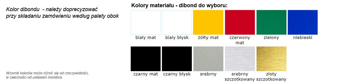 Paleta barw aluminiowej płyty warstwowej dibond